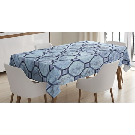 Old Fashioned Dining Room Apartment Decor Tablecloth, Retro Marble Tiled Spiral and Round Circular Bound Tied Old Fashion Shapes Design, Rectangular Table Cover for Dining Room Kitchen, 60 X 84 Inches, Grey, by Ambesonne ()