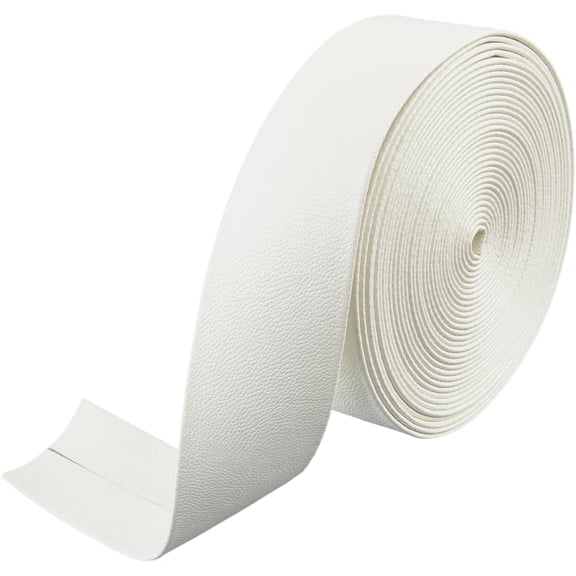 5m x 30mm White Foldover Leather Strips Flat Leather Cord PU Edge Trimming 1mm Thick Lambskin Grain Leatherette Straps Strings Thread for Bracelet Keychain Jewelry Making DIY Crafts