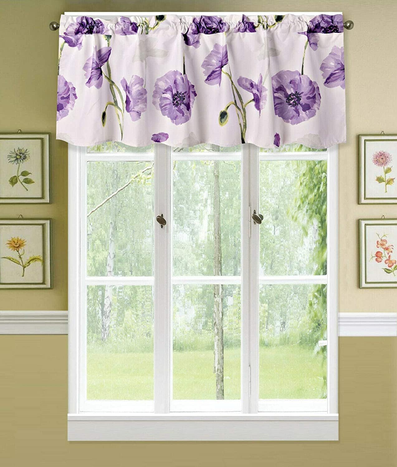 Sapphire Home 1PC Rod Pocket Floral Valance 54" W x 18" L, Decorative