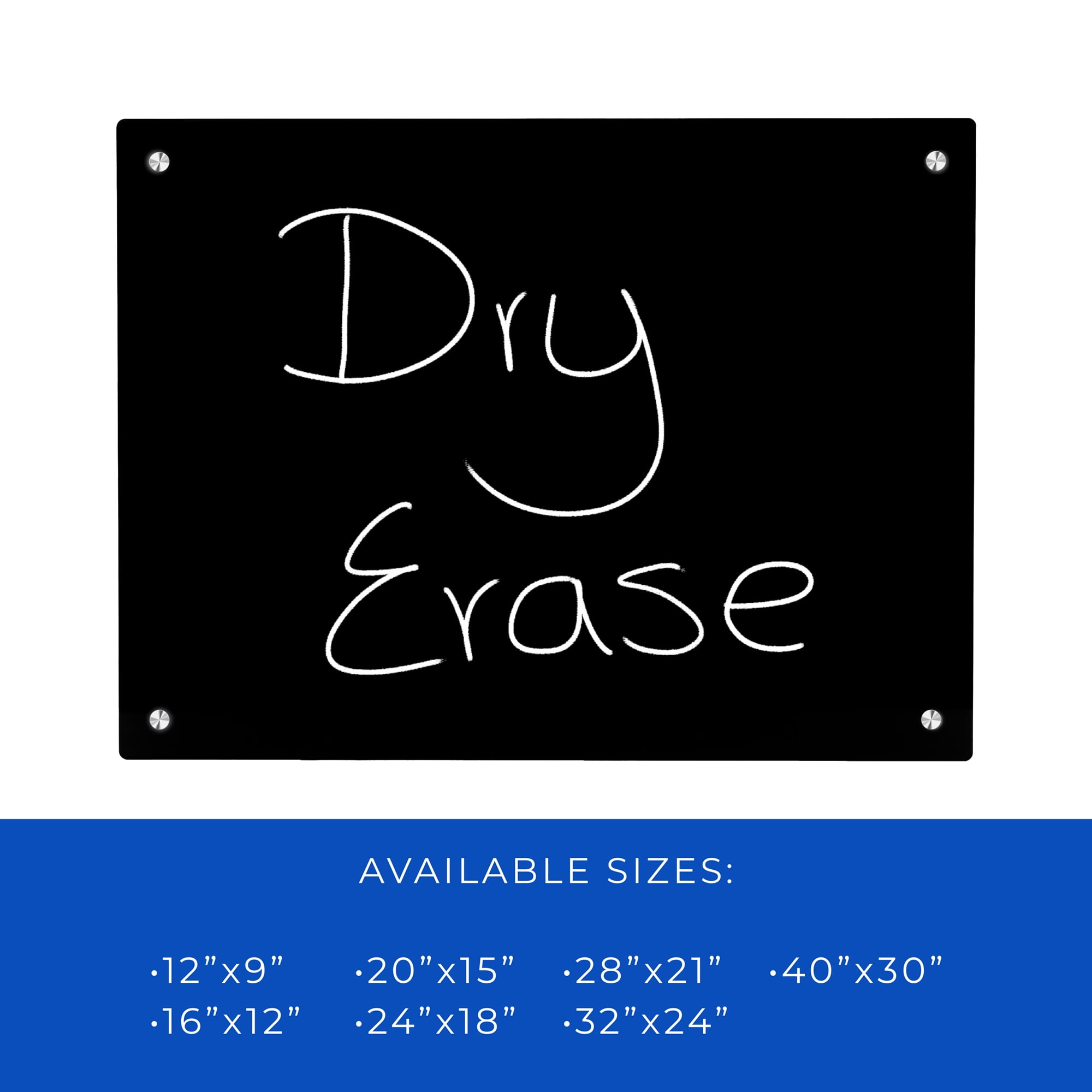 15x20 Dry Erase Board for Wall - with .25 Black Acrylic and Chrome Stand Off Finish - Perfect Whiteboard for Office, Home, Classroom - Durable and Stylish .25 Black Acrylic Dry Erase Board