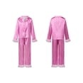thumbnail image 6 of AIGUR Mommy and Me Matching Pajamas Long Sleeve Lapel Stripe Print Button Up Tops and Pants Set, 6 of 11