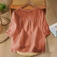 thumbnail image 6 of Lpmadey Floral Embroidered Tops for Women 3/4 Sleeve Boho Vacation Dressy Casual Shirts V Neck Tunic Tshirt, 6 of 7