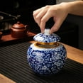 thumbnail image 4 of Ceramic Tea Pot Blue and White Porcelain Palace Sealed Storage Tank Green Tea Pu'er Longjing Tea Pot Metal Screw Cover, 4 of 10