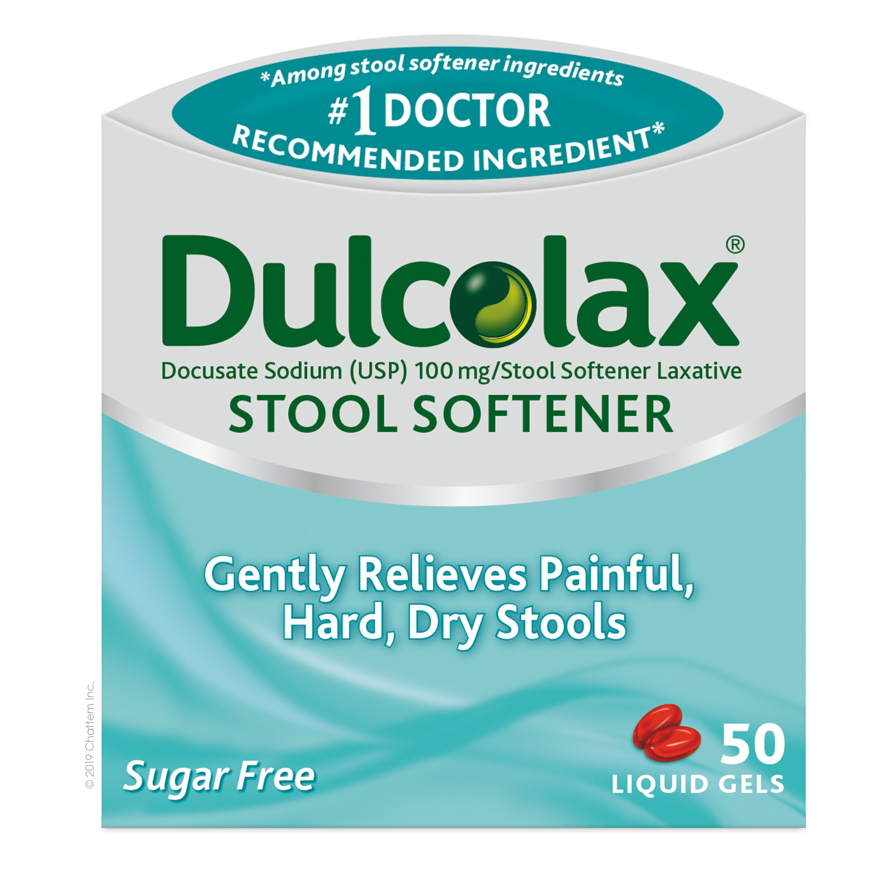 Dulcolax Stool Softener Laxative Liquid Gel Capsules (50ct) Gentle Relief, Docusate Sodium 100mg