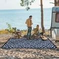 thumbnail image 4 of DEORAB Outdoor Rugs Waterproof Plastic Straw Mat 8'x10' Reversible for RV Patio Deck Beach Navy Blue & Baby Blue, 4 of 5
