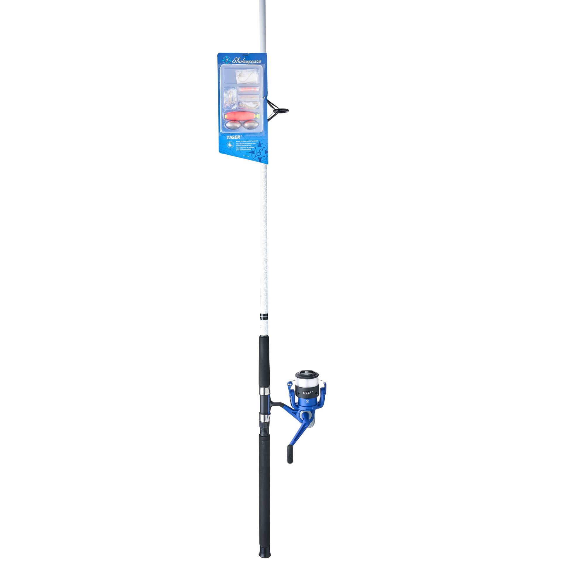 Shakespeare Tiger Spinning Catfish Combo Kit, 9' 2-pc Medium Heavy Fishing Rod, 60-Size Reel