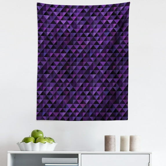 Geometric Tapestry, Twentieth Century Style Expressionist Art Vibrant Colored Squares and Triangles, Fabric Wall Hanging Decor for Bedroom Living Room Dorm, 5 Sizes, Purple Black, by Ambesonne