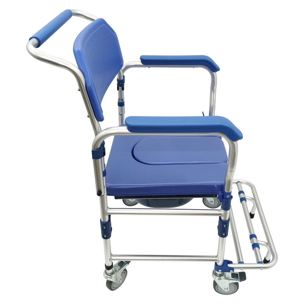 Techtongda Commode Wheelchair Toilet Shower Seat Bathroom Rolling Caster Bedside Chair Toilet Chair with Removable Armrests