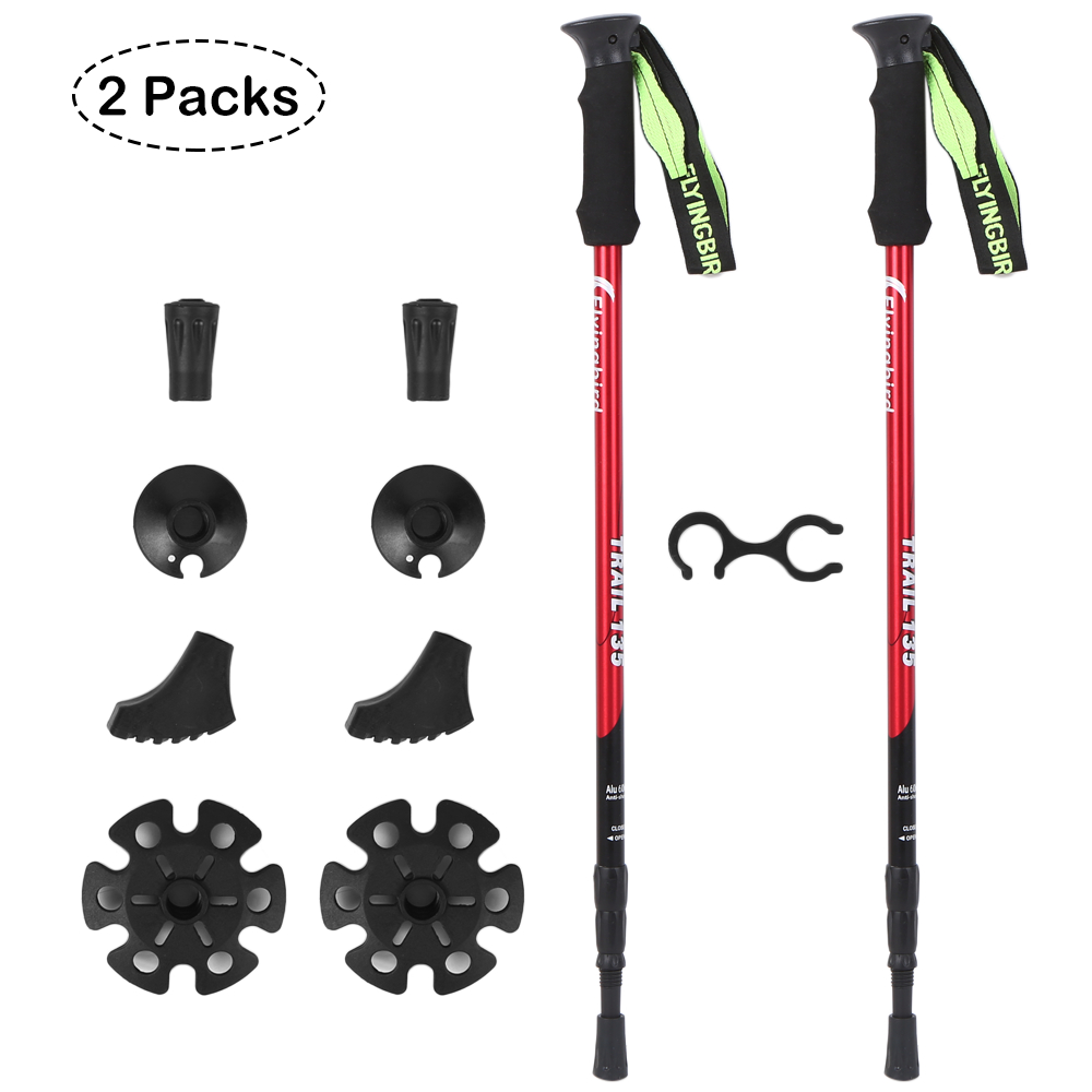2 Pack Adjustable Trekking Poles Telescopic Aluminum Hiking Pole
