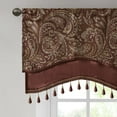 thumbnail image 4 of Madison Park Aubrey Paisley motif Adult Indoor Jacquard Window Valance Faux silk piecing Beaded valance Burgandy 50 x 18, 4 of 5