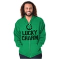 thumbnail image 5 of Saint Patricks Lucky Charm Shamrock Zip Up Hoodie Men's Women's Brisco Brands L, 5 of 6