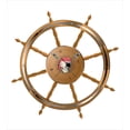 thumbnail image 3 of Ships Wheel Duvet Cover Set, Wooden Steering Wheel Image of Pirate Skull Seaman Lifestyle Ocean Inspired, Decorative 2 Piece Bedding Set with 1 Pillow Shams, Twin Size, Brown Black, by Ambesonne, 3 of 3