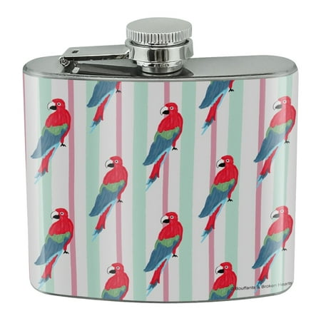 

Parrots and Stripes Pattern Stainless Steel 5oz Hip Drink Kidney Flask