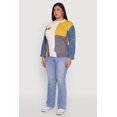 thumbnail image 4 of Womens Plus Size Daisy Color Blocked Denim Sleeve Sweater, 4 of 5