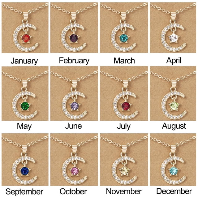 Collar con colgante de estrella de diciembre con piedra de nacimiento de Europa y Estados Unidos, collar de tarjeta de papel para mujer