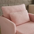 thumbnail image 5 of Modern Accent Chair, Comfy Sherpa Upholstered Armchair with Solid Wood Frame & Metal Legs, Single Reading Sofa Chair for Living Room Bedroom Waiting Room Office, Pink, 5 of 8