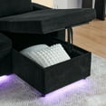 thumbnail image 3 of Barara King Convertible Sofa Bed with Retractable Table and LED Lighting, Sleeper Bed with USB Charging Ports and Cup Holders for Living Room, Office, Small Places, Black, 3 of 7