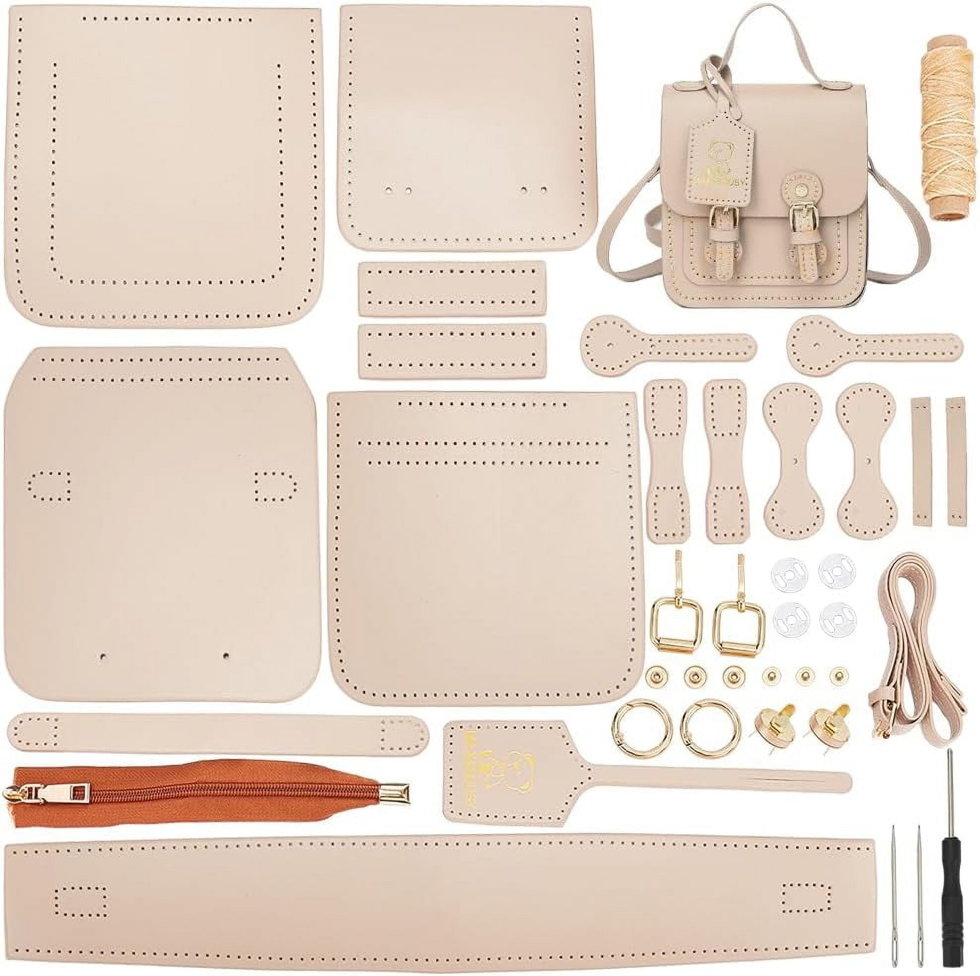 DIY Leather Shoulder Bag Making Kit PU Leather Crossbody Bag Sewing Pattern Materials Craft Kit Handicraft Women Messenger Bag Purse Making Supplies