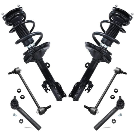 Detroit Axle - Front 6pc Struts Kit for Toyota Highlander Lexus RX330 RX350 RX400h, 2 Struts w/Coil Spring 2 Stabilizer Sway Bar Links 2 Outer Tie Rod Ends Replacement Suspension