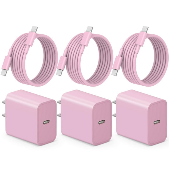 Cargador ROMITAZ para iPhone 16 15, 20 W, tipo C con cable de 6 pies, paquete de 3