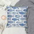 thumbnail image 2 of Nawypu  Blue Pillow Cushion Cover, Fish Sea Animal with Ottoman Ornate Mosaic Hand Drawn Style Marine Artwork, Decorative Square Accent Pillow Case., 2 of 5