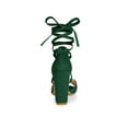 thumbnail image 2 of BLISSFUL STEP Women's Sandals Solid Crisscross Block Heels High Heel Lace up Sandals Green 6, 2 of 8