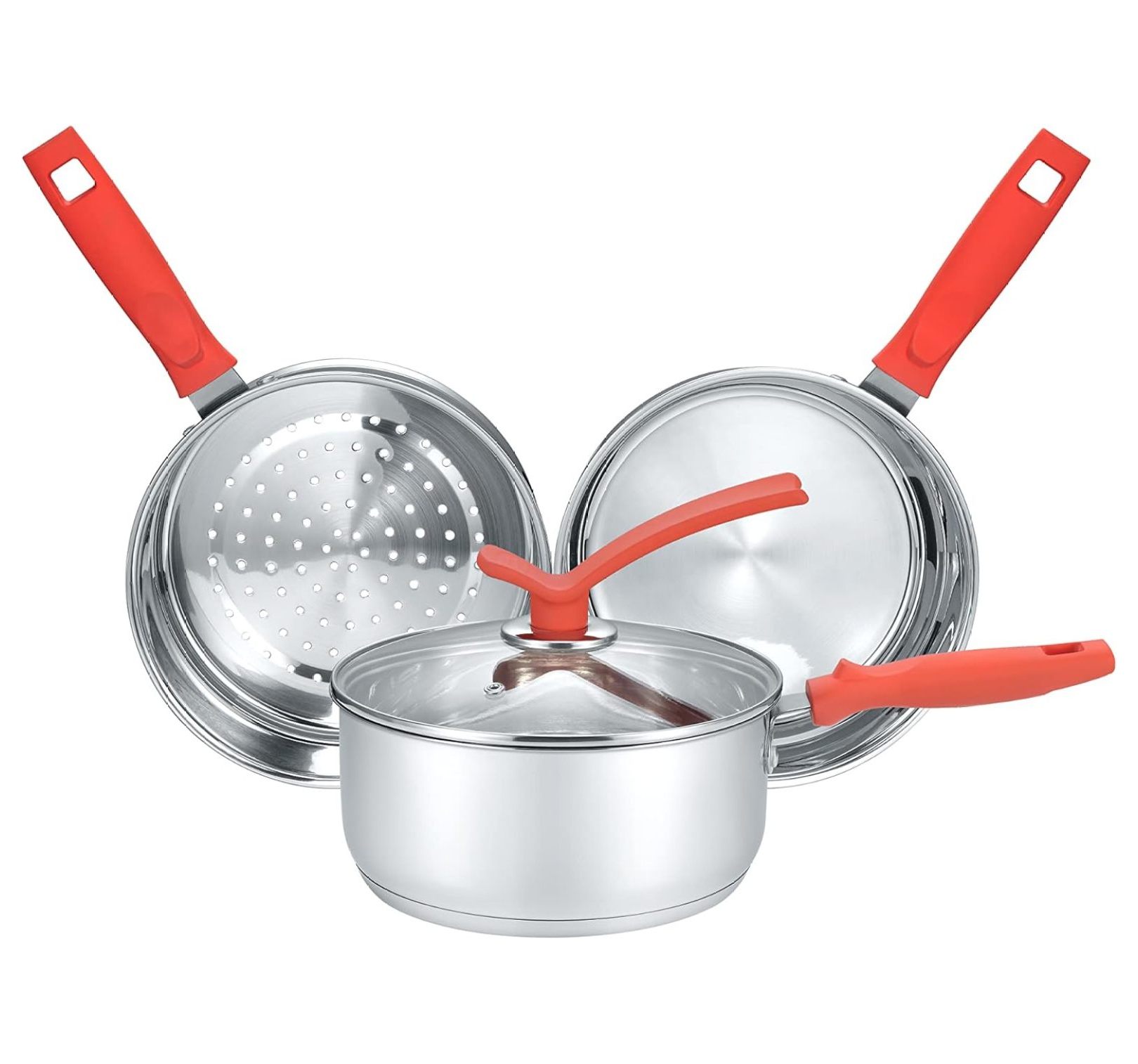 DaiZuY 3 Quart Premium Double Boiler - Stainless Steel Multi Pot Steamer Cookware 2 Tiers (Induction Compatible)
