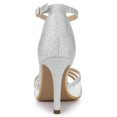 thumbnail image 4 of Sandalias Tacones de Aguja Allegra K Brillantina Correa de Tobillo Plata 39, 4 of 7