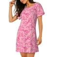 thumbnail image 2 of Naloa pink bow Print Women Nightgowns,Womens Loungewear,Short Sleeve Sleepwear,Comfy Ladies Nightdress, 2 of 6