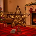 thumbnail image 4 of Farmhouse Christmas Tree Topper, Rattan Star Tree Topper with 50 Warm White LED Lights,Rustic Natural Xmas Tree Decor for Holiday Seasonal Decorations,Indoor Christmas Decor, 4 of 5