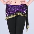 thumbnail image 2 of ZToonmas Women's Sparkly Sequin Belly Dance Hip Scarf Tie-on Skirt with Dangling Coins for Stage Performance, 2 of 3