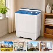 Costway 26lbs Portable Semi-automatic Washing Machine W/Built-in Drain Pump Blue