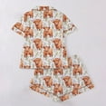 thumbnail image 4 of Arlun Womens Pajama Sets Button up Satin Pjs Short Sleeve and Shorts 2 Piece Pjs Sets Cute Leopard Highlands Beef Graphic Loungewear with Chest Pocket 2-White XL, 4 of 7
