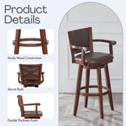 Boraam Broadmoor 35in. High Back Swivel Wood Kitchen Bar Stool with Arms, Cappuccino Finish