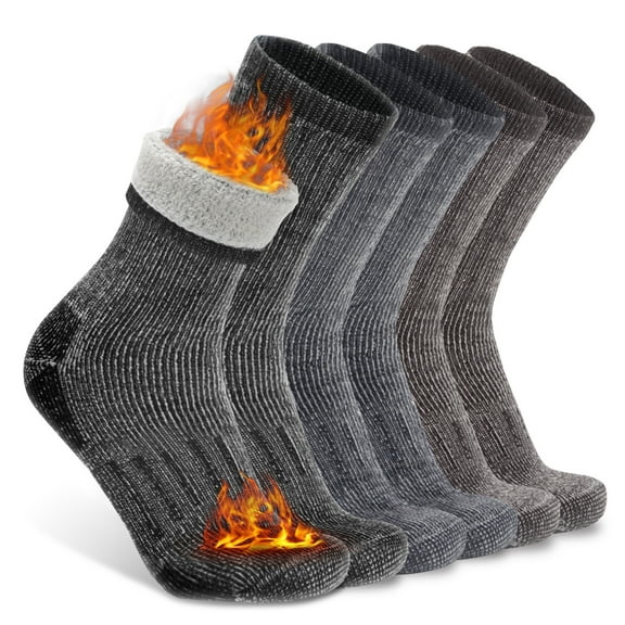 Busy Socks Womens Mens Winter Moisture Wicking Cushioned Thick Warm Wool Socks with Seamless Toe, Medium, 3 Pairs Multicolor