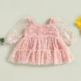 thumbnail image 2 of Robe Trapèze pour Bébé Fille, Imprimé Marguerites, Manches Longues, Tulle en Maille, Robe de Fête, 2 of 8