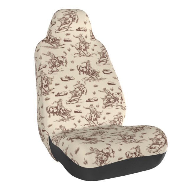 Wukai Cowboy Sitting On Cow Back Full Set Car Seat Covers with Soft Padding Universal Auto Front Seats Protector and Cushion Mat
