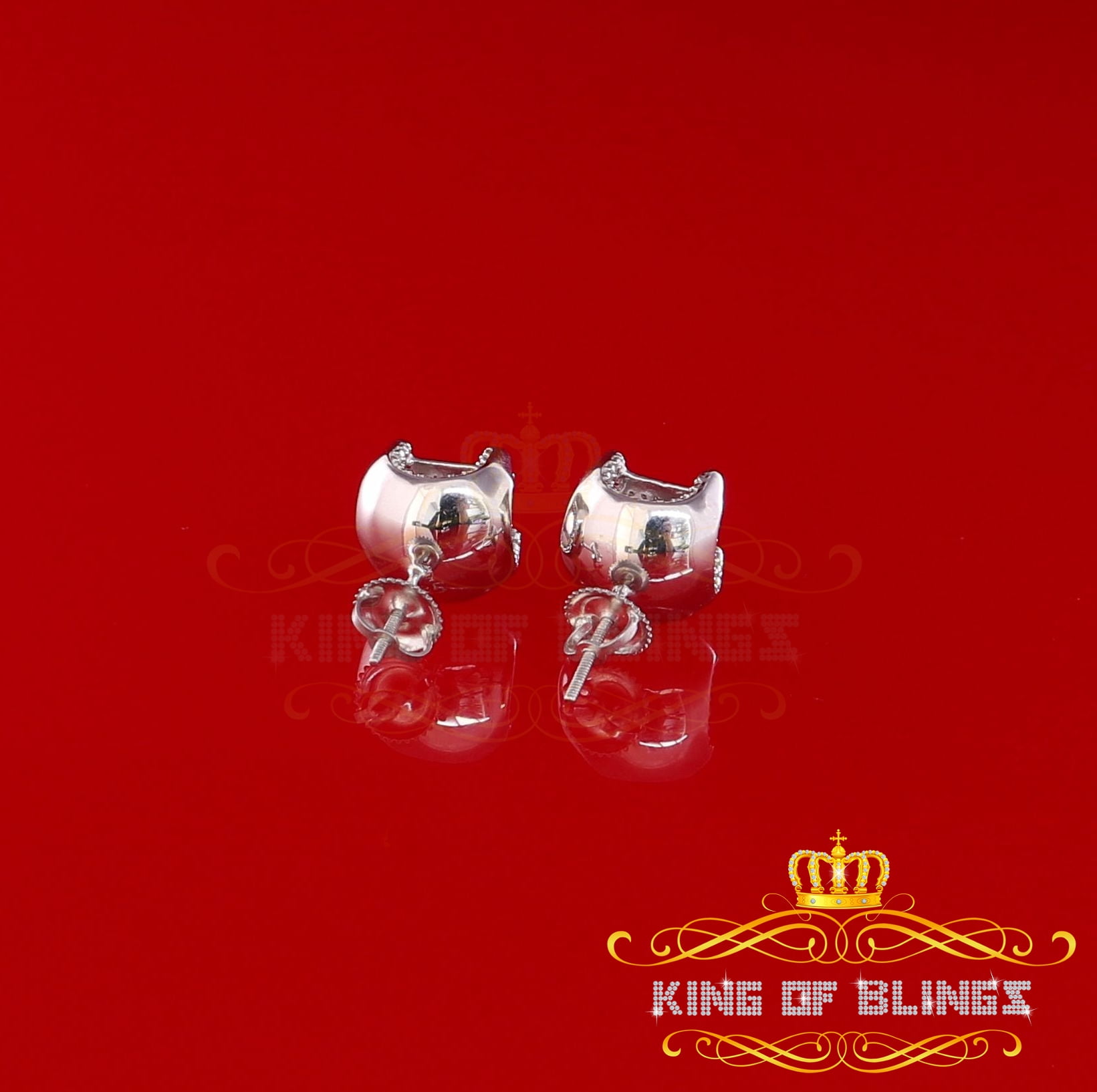 King of Bling's Women's Stud In 925 White Sterling Silver 0.20ct Diamond Stud Men's Earrings