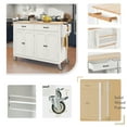 thumbnail image 4 of DEALTOPS 54.3" Kitchen Island Cart on Wheels, Kitchen Islands with Storage 4 Door Cabinet & Adjustable Shelves &Towel rack & 2 Drawers Storage Solid wood top-White, 4 of 14