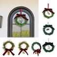 thumbnail image 2 of Christmas Hanging Wreath, Artificial Wreaths with Red Bow Bell, Norfolk Pine Wreath for Outdoor Indoor, Wall Table, Wedding, Birthday Party Decorations, 2 of 2