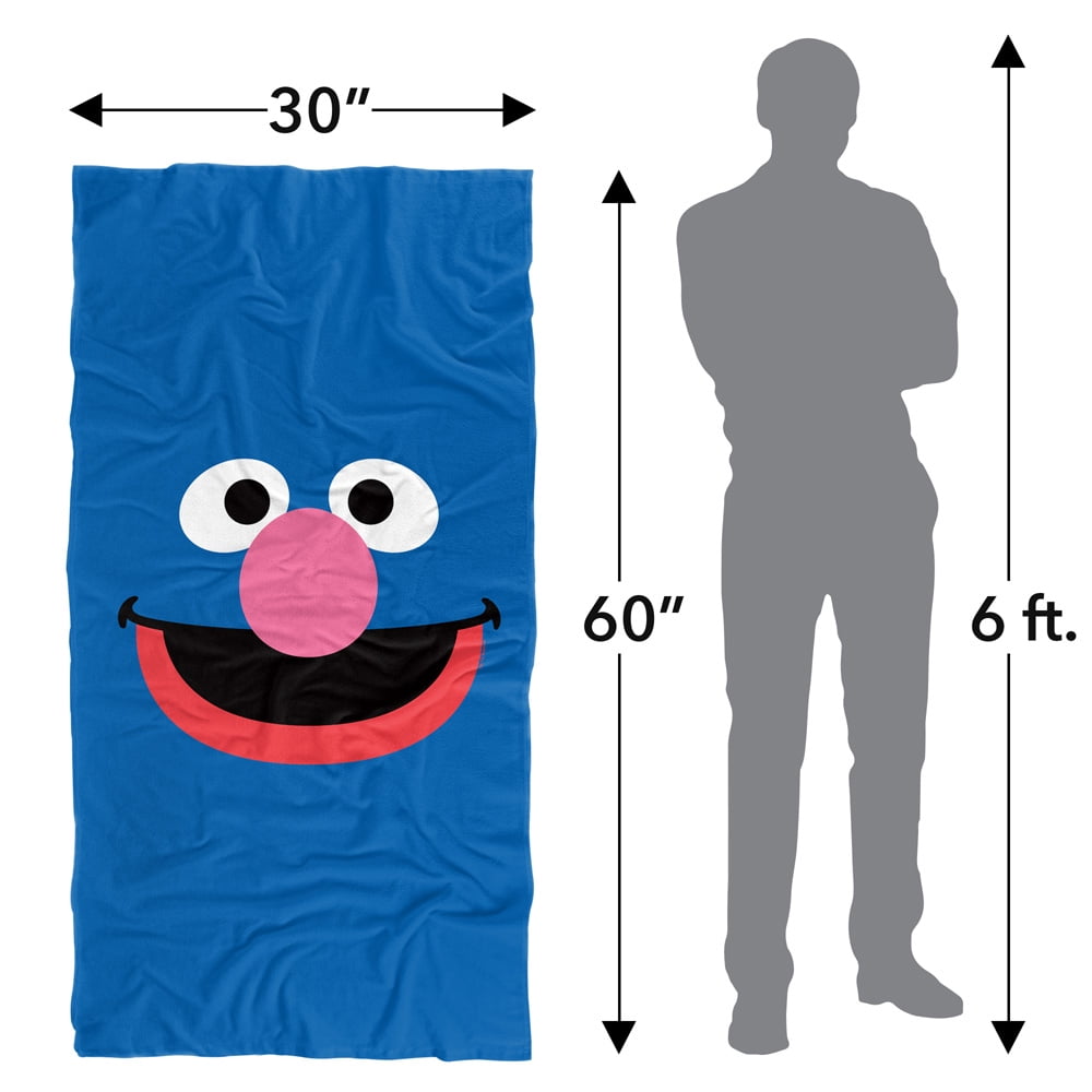Sesame Street Grover Face Officially Licensed Beach Towel 30' X 60'