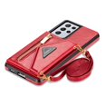 thumbnail image 4 of Dteck Case For Samsung Galaxy S21 Ultra 6.8-inch,Luxury Leather Zipper Card Holder Wallet Cross Body Shoulder Strap Case for Galaxy S21 Ultra 5G Shockproof Hybrid Rubber Kickstand Cover,Red, 4 of 8