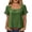 #0090-Green, variant on Women's Cotton Linen T-Shirts Ruffled Short Sleeve Square Neck Tops Loose Casual Tee Summer Gauze Blouse for Daily