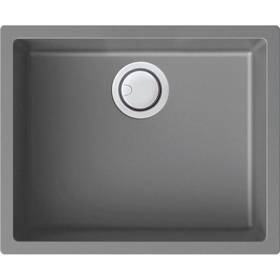 Transolid ZTSB2218-17 Zero 22in x 18in silQ Granite Integral/Dual Mount Single Bowl Kitchen Sink with 0 Holes in Grey