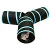 Purrfect Feline Tunnel of Fun, Collapsible 3-Way Cat Tunnel Toy with Crinkle (Blue, Medium)
