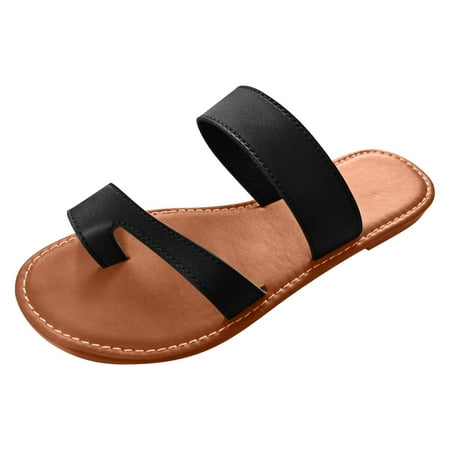 

Summer Saving Clearance! Kukoosong Flat Sandals for Women Women Flats Flip Flops Non-Slip Causal Open Toe Comfortable Shoes Roman Women s Sandals Black 38