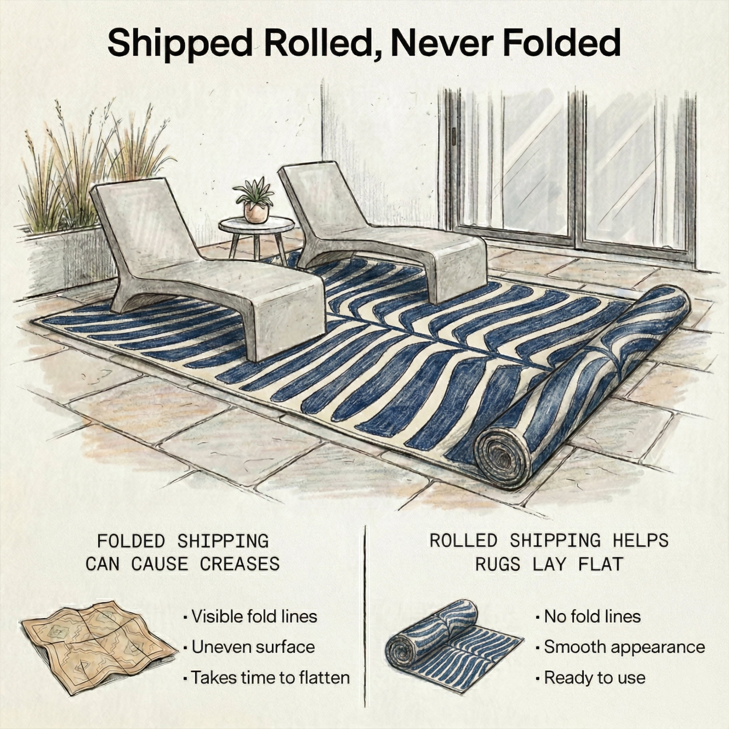 Fab Habitat Tropical Botanical Floral Outdoor Rug - Waterproof, Crease-Free Fade Resistant, Reversible - Recycled Plastic - Patio Porch Balcony Deck Yard Garden - Hilo Navy - 5x8 ft