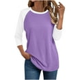 thumbnail image 2 of FNFYFH Womens Plus Size 3/4 Sleeve Raglan T-Shirt Color Block Baseball Shirts Tunic Tops, 2 of 4