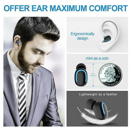 For Android/Apple IOS 2019 True Wireless Bluetooth Earbuds Latest 5.0 Bluetooth Earbuds Waterproof in-Ear Wireless Charging Case Built-in Mic Wireless Earbuds for Android,