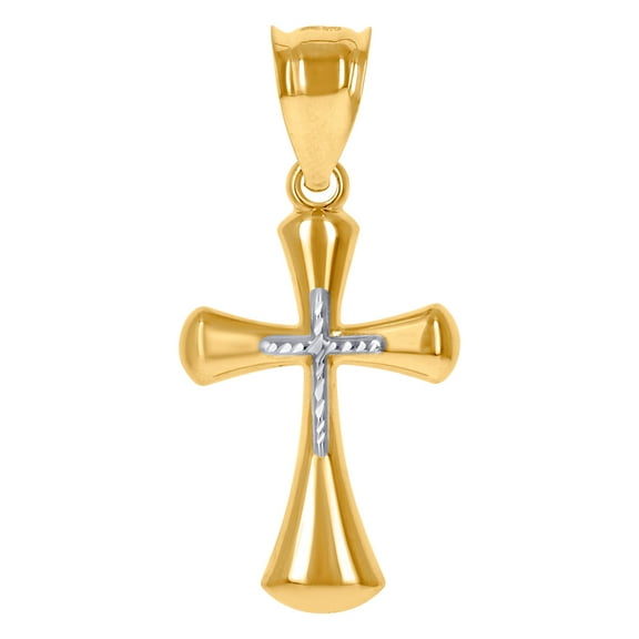 10k Gold Two-tone Dc Mens Cross Height 34.6mm X Width 16.7mm Religious Charm Pendant Necklace for Men
